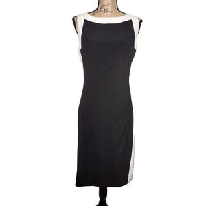 Lauren Ralph Lauren Women's Size 10 Sleeveless Dress Black Tan Ruche Stretch